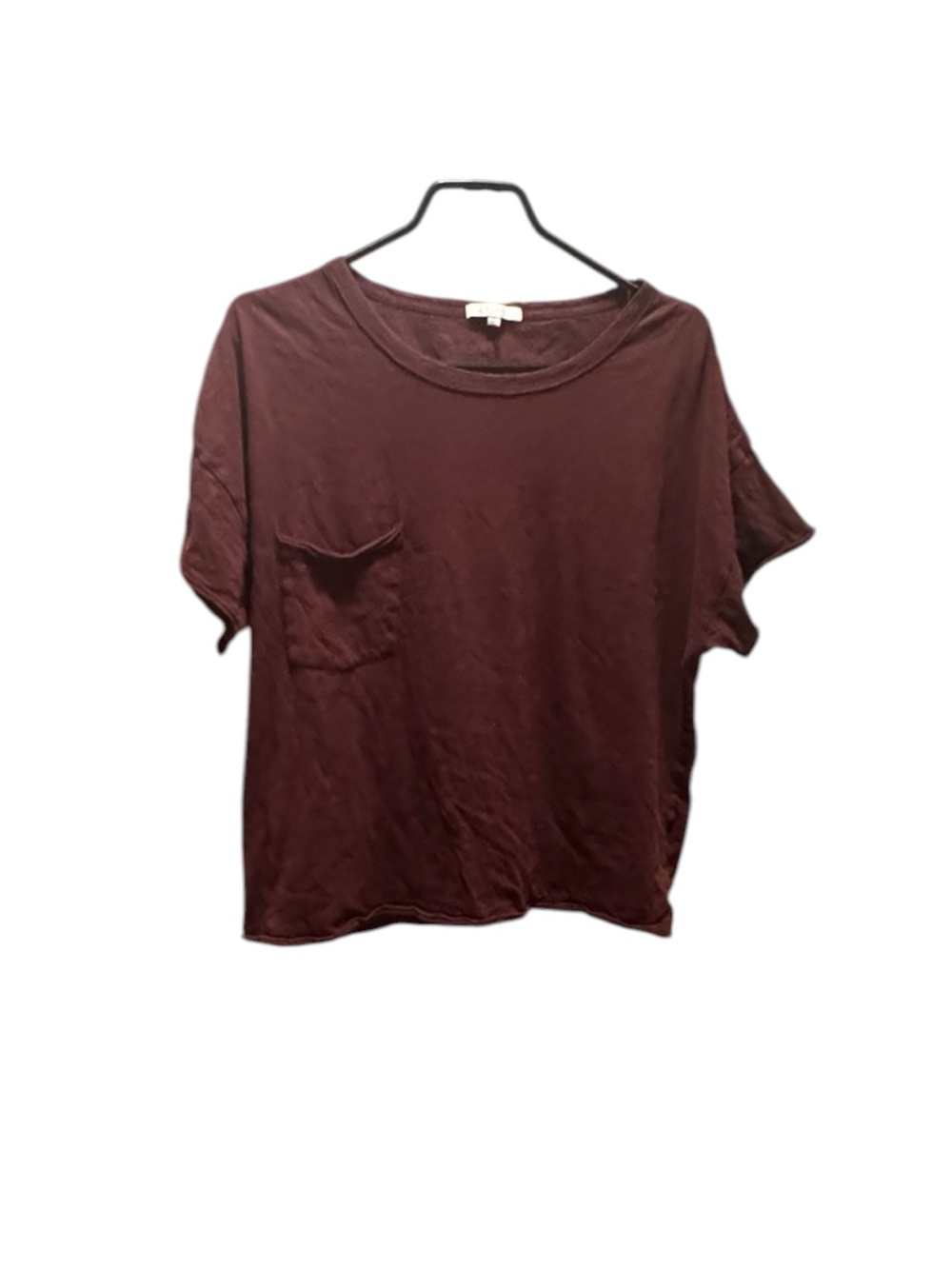 3 FOR $10 - Z SUPPLY Women's Burgundy Pocket Boxy Fit Cotton Tee Size L